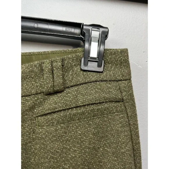 Banana Republic Pants Womens 0 Green Logan Fit Wool Blend Metallic Gold Dress - Picture 7 of 10